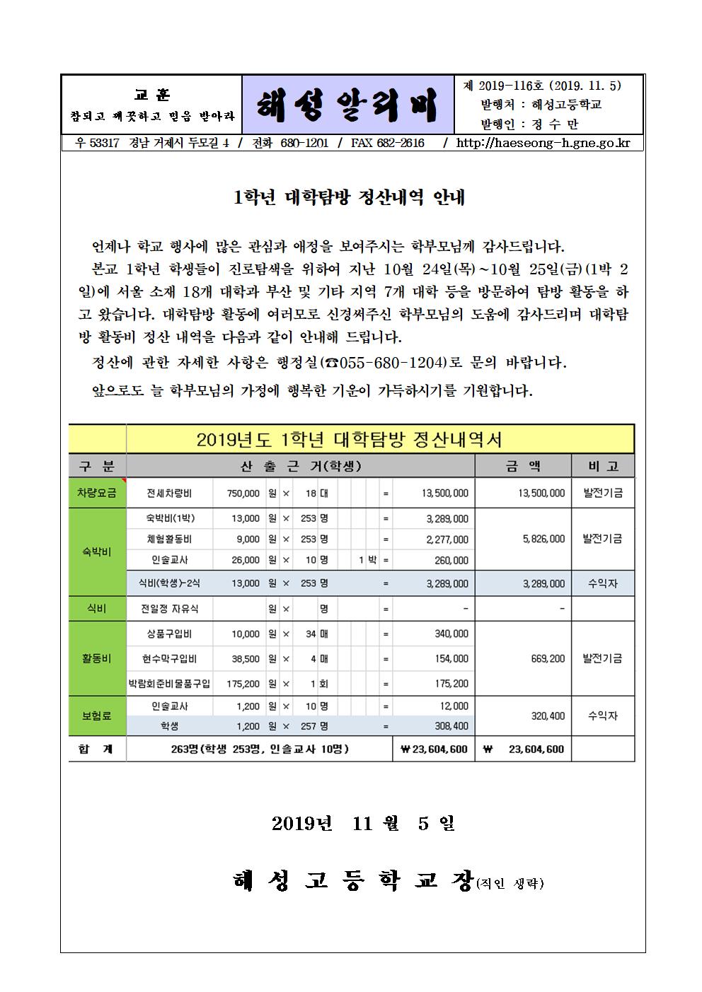 2019학년도 1학년 대학탐방 정산 알리미001.jpg